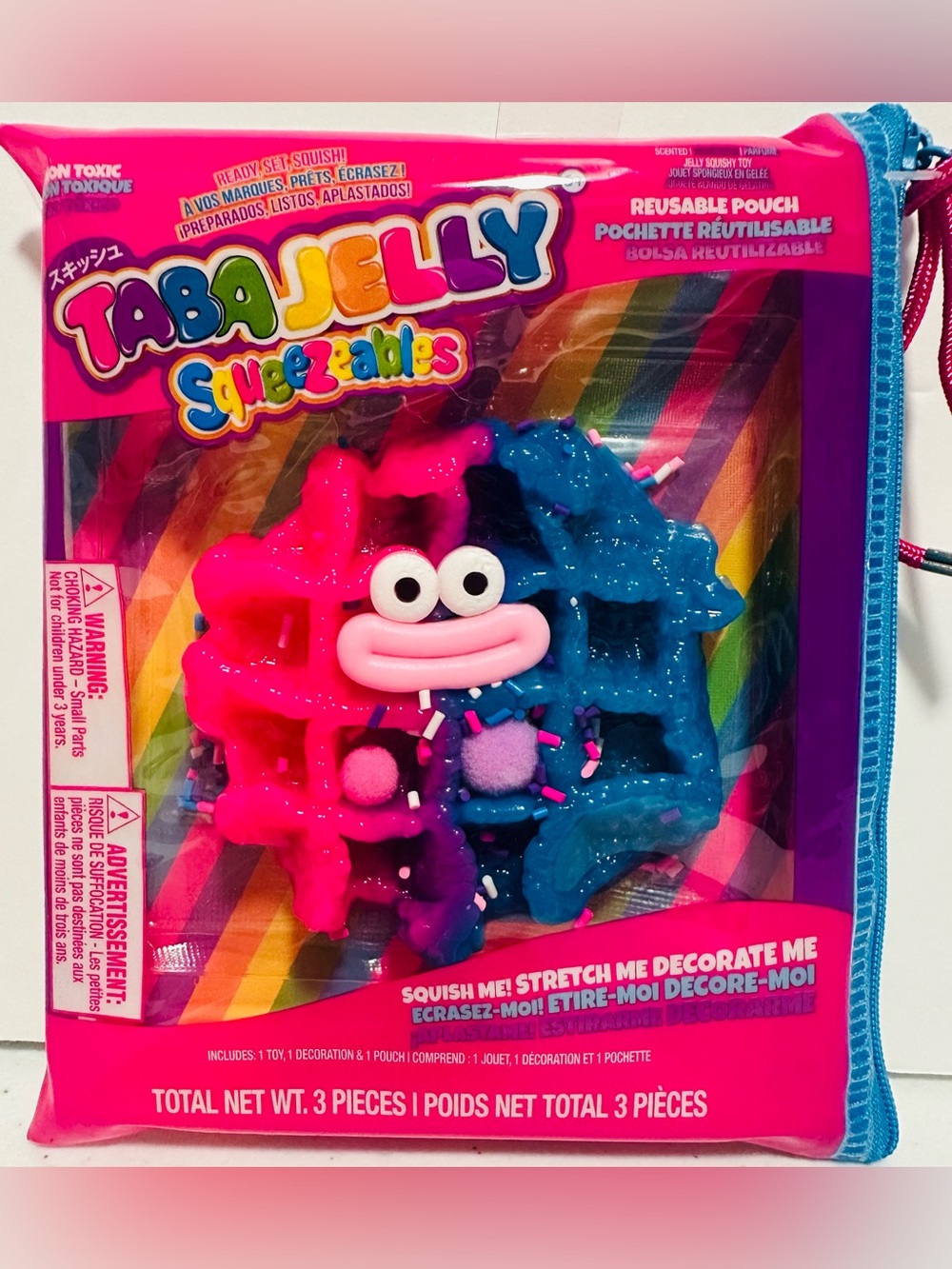 Taba Jelly Squeezables Kids Toy - Pink & Blue Reusable Pouch